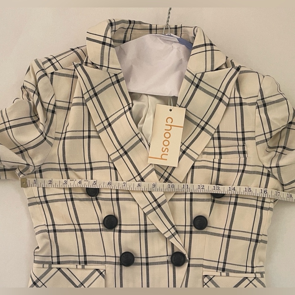 Choosy Double-Breasted Plaid Blazer size 2 - Picture 5 of 9